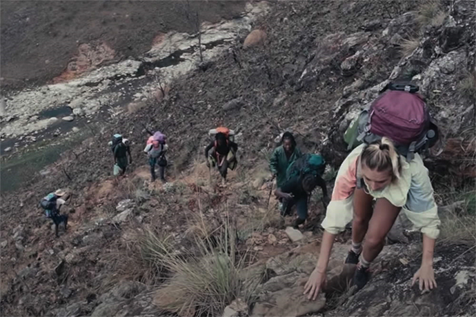 Nutty O and Gemma climb the Mbira Trail