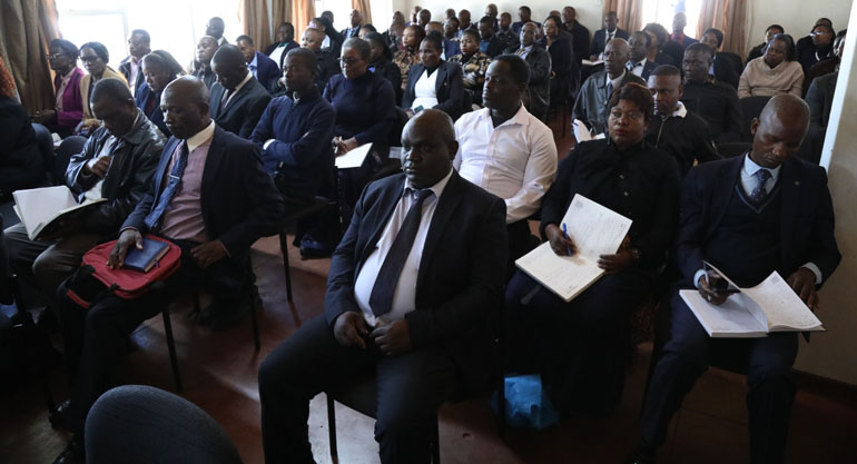 Participants from various Government departments follow proceedings during the nationwide Capacity Building Outreach Programme for human resources personnel, organised by Public Service Commission in Mutare. - Picture: Nyasha Chawatama