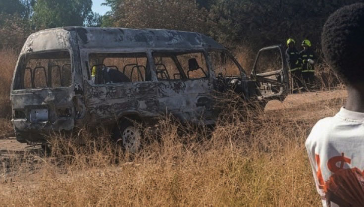 The shell of the burnt commuter omnibus which killed seven learners from Matongo Primary School in Gweru after it caught fire recently