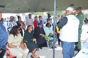 A BMA official update MEC Mathye and her team about operations at the Musina Repatriation Camp on Thursday