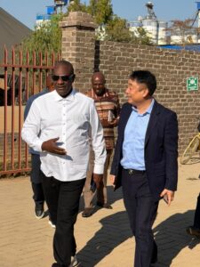 Minister of State for Provincial Affairs and Devolution, Owen Ncube with a delegation led by Shi Ping, chairman of Fu-an Holdings