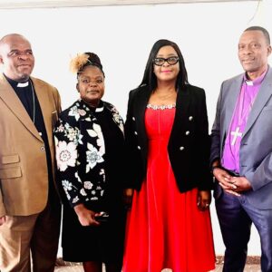 From left: President of the Presiding Elders Council of the African Methodist Episcopal Church Rev Eustice Ginya , Rev Tabeth Sithole of the Independent African Church Mushakata, Magolide Foundation founder Mrs Sazini Tshuma and Presiding Bishop of the Evangelical Lutheran Church in Zimbabwe Rev Dr Michael Dube pose for a photo after the Christian Care AGM.