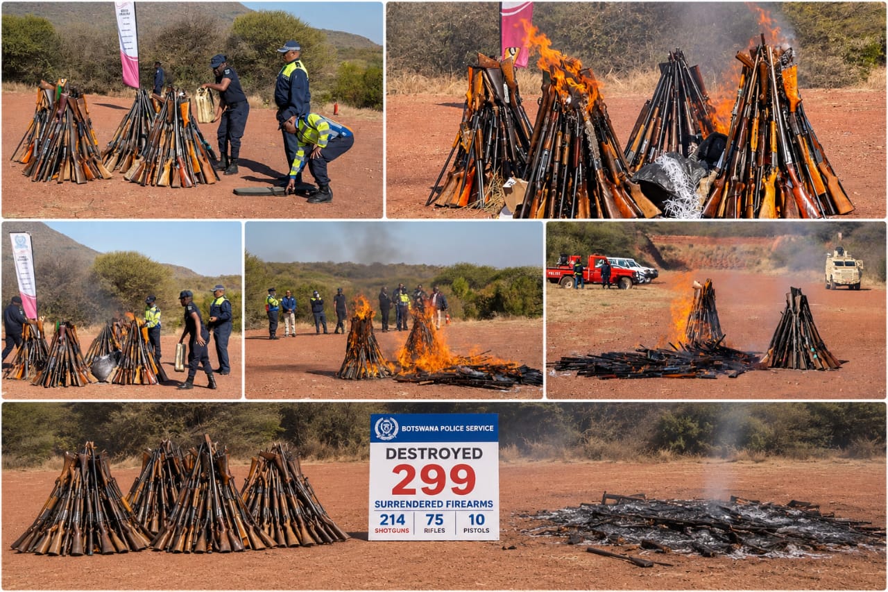 Botswana Police Destroy 299 Surrendered Firearms
