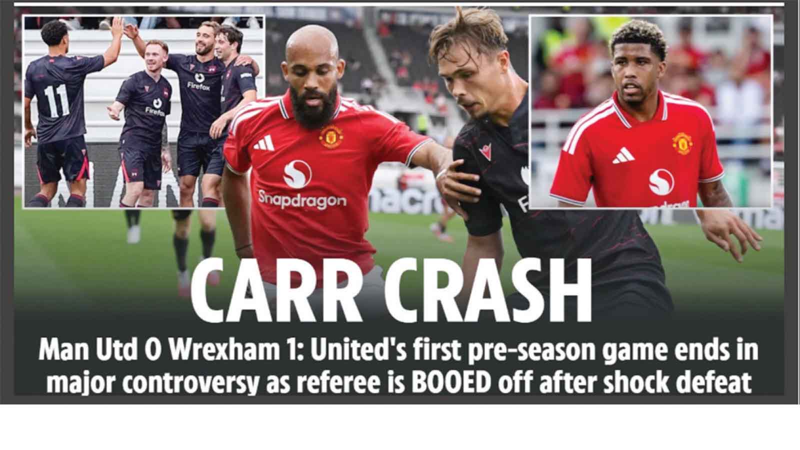 MANCHESTER UNITED suffered a 1-0 defeat in their opening preseason match against Wrexham in the Helsinki Olympic Stadium.
