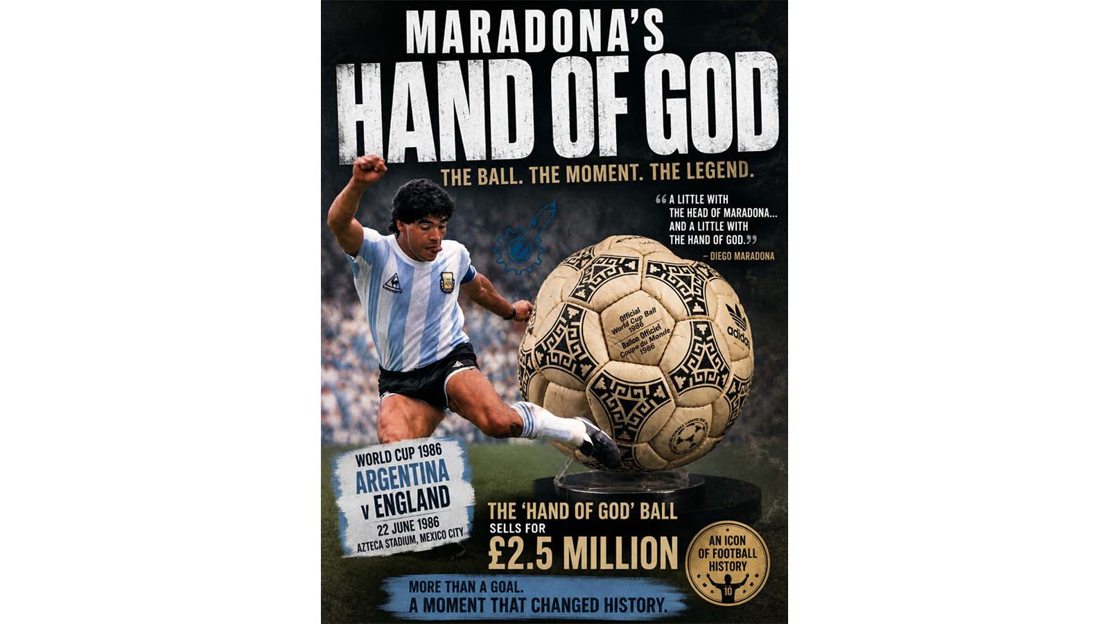 Maradona’s “Hand of God” ball sells for £2.5m at auction