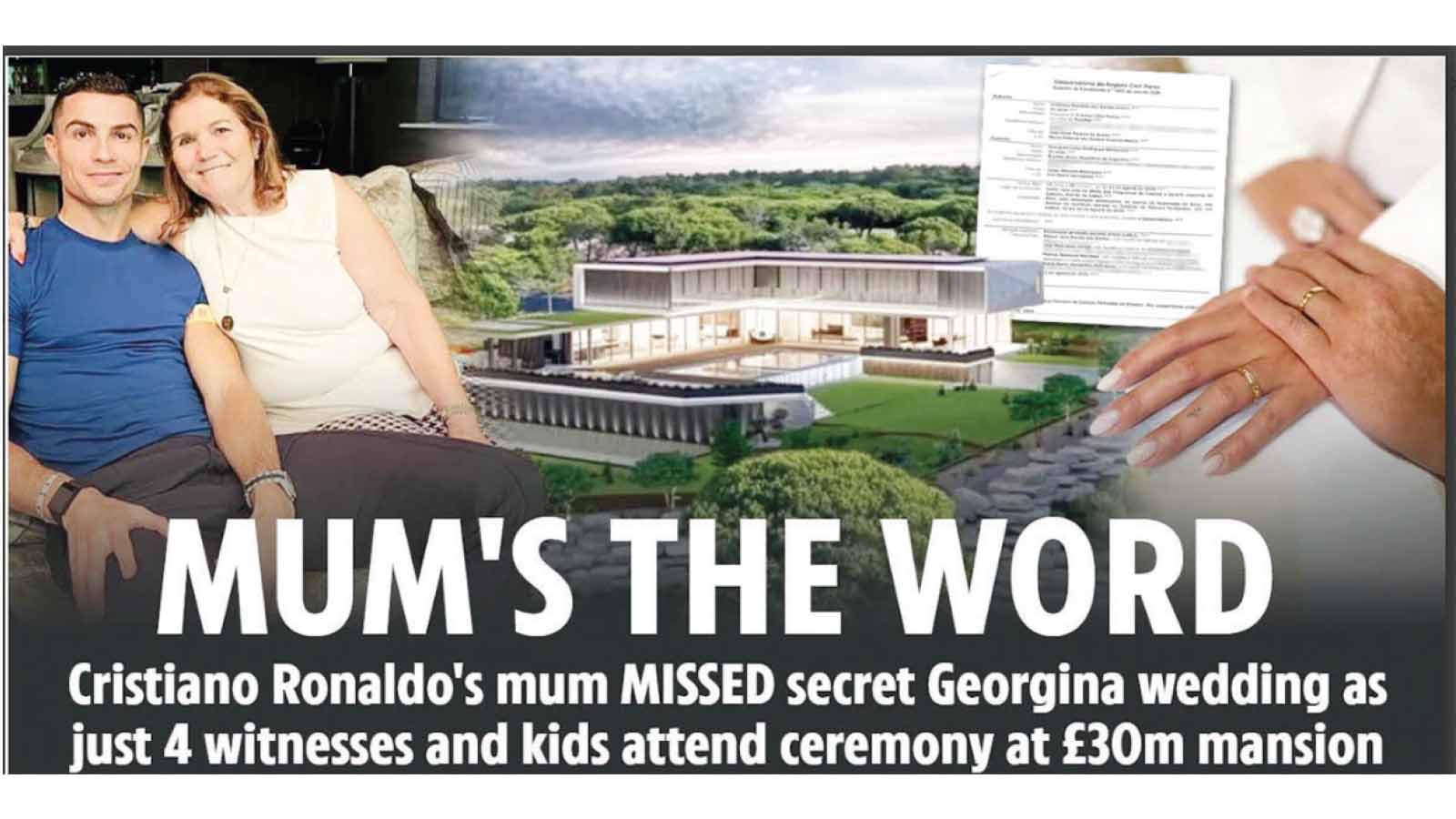 CRISTIANO RONALDO and Georgina Rodriguez got married at their new £30MILLION mansion near Lisbon in front of just FOUR witnesses and their children.