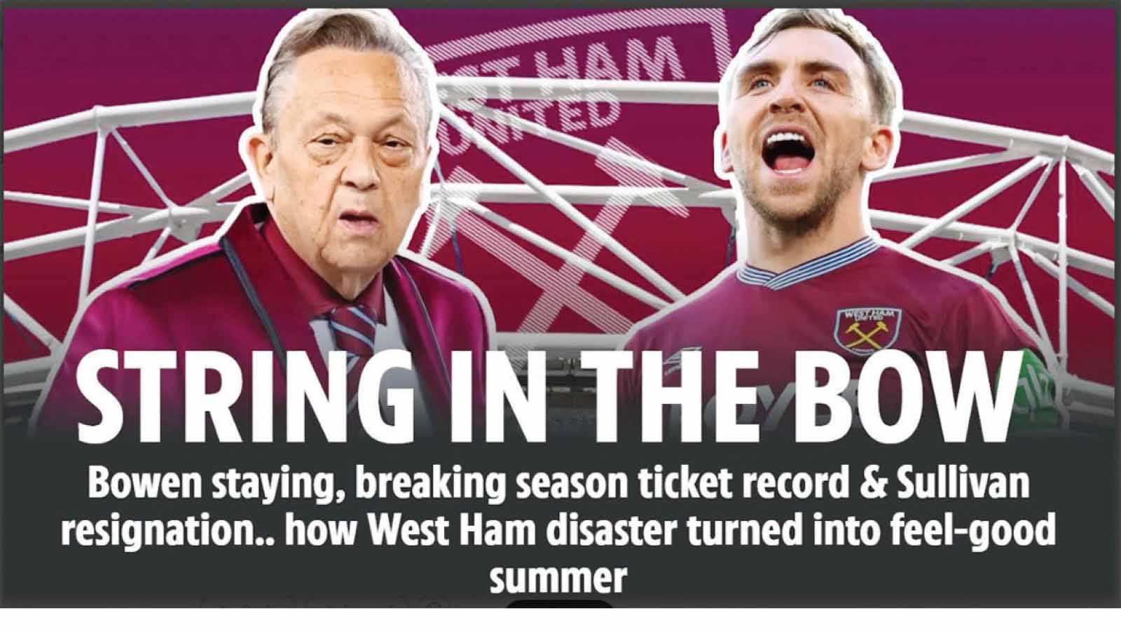 WEST HAM’S relegation to the Championship was supposed to be a disaster.