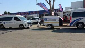 The funeral cortege is ready to leave Bloemfontein, Free State province, South Africa, on Friday