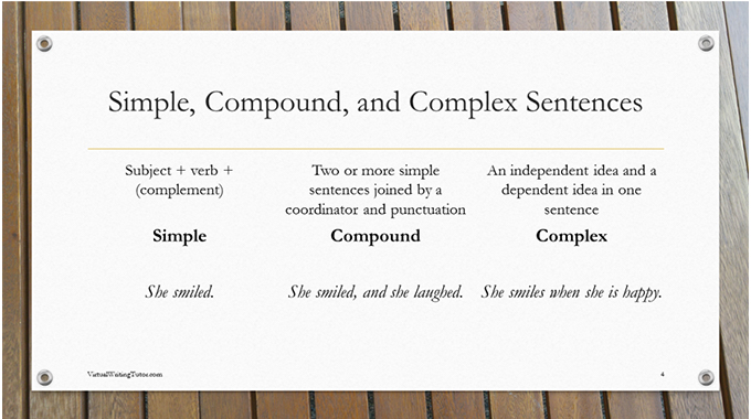 Simple, compound, complex sentences continued