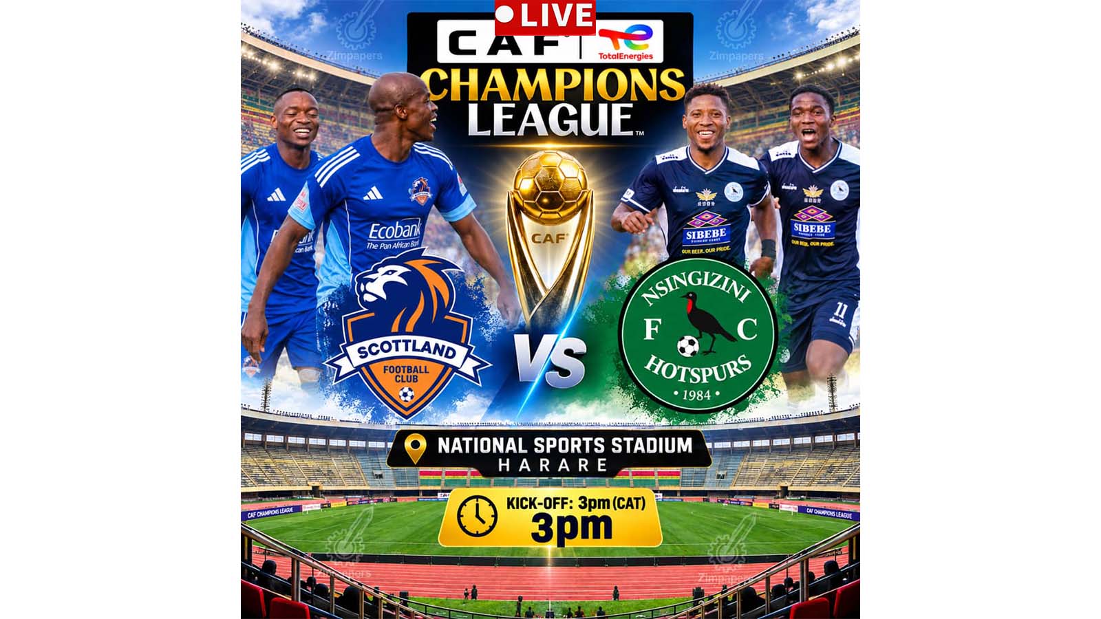 Scottland v Nsingizini Hotspurs CAF Champions League Preliminary Round first leg match at NSS.