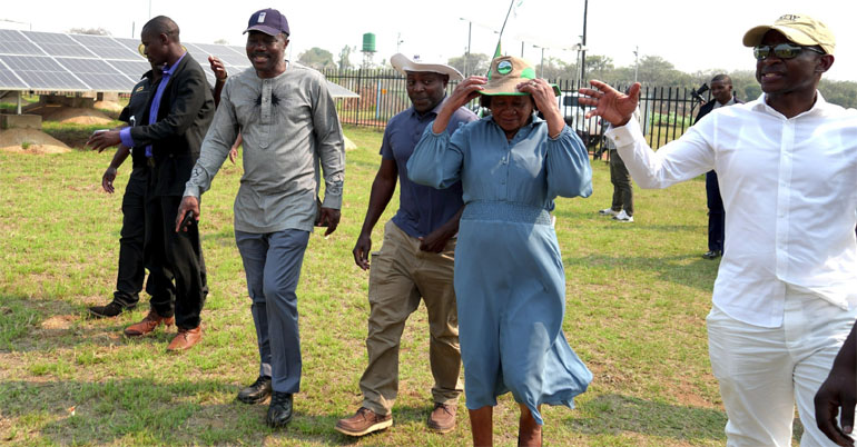 Environment, Climate and Wildlife Minister Dr Evelyn Ndlovu and other officials tours project sites in Hakwata