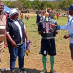 Nyamagaya captain, Bongai Muchazoreka, receives the winner’s trophy from Permanent Secretary for Manicaland Provincial Affairs and Devolution, Abbiot Maronge (right), while Matanuska commercial director, Richard Chiwandire (left) and Ministry of Primary and Secondary Education Mutare District Schools’ Inspector, Tracy Mademutsa look on