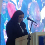 Permanent secretary in the Ministry of Justice, Legal and Parliamentary Affairs, Mrs Vimbai Nyemba speaks on behalf of Minister Ziyambi Ziyambi at the official opening of the Zimbabwe National Land Conference currently underway in Vumba