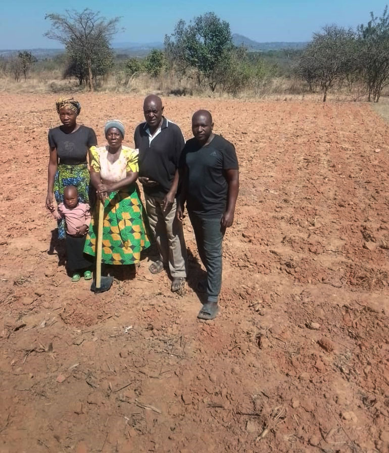 The Chamahwinya family in their Pfumvudza plot in Buhera