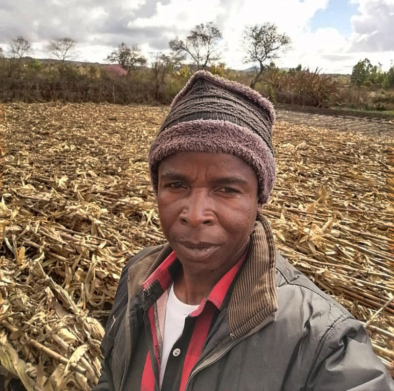 Mr Musindo in his mulched plot