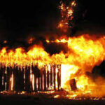 The incident occurred while the woman was inside the kitchen hut with her five minor children