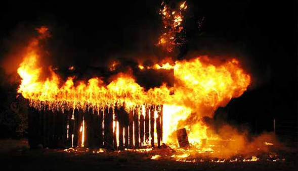 The incident occurred while the woman was inside the kitchen hut with her five minor children