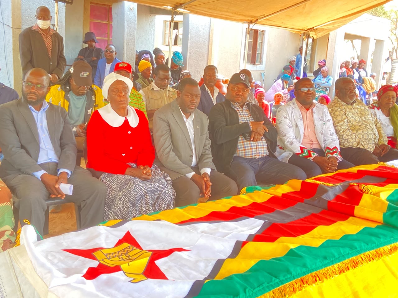 Zanu PF Politburo member Senator Richard Ndlovu (second from right) who was Chief Mourner at the burial of Cde Neddie Ndlovu follows proceedings.