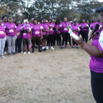 Zimpapers board member, Mrs Sybil Madzikanda addresses participants during the Zimpapers Ladies Fun Run held in Mutare last Saturday