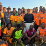 ZANU PF National Chairman, Cde Oppah Muchinguri-Kashiri (centre) and Minister of State for Manicaland Provincial Affairs and Devolution, Advocate Misheck Mugadza interact with some of the participating teams