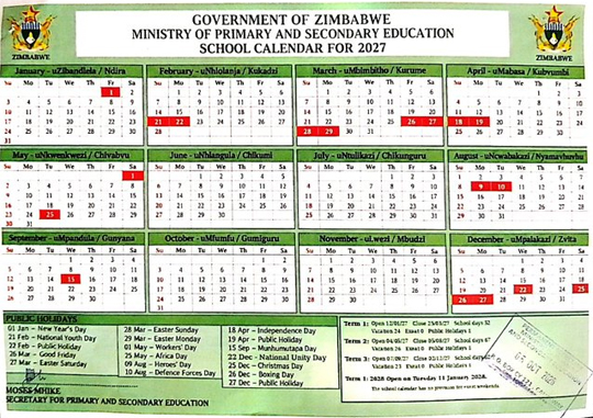 The 2027 school calendar