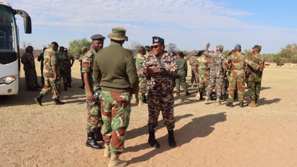 Staff College students arrive at Gwana Primary School for battle site visit