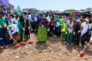 First Lady champions a culture of cleanliness … as multitudes turn out for Mbare clean-up campaign