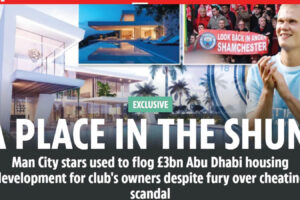 MANCHESTER City stars are being used to flog a £3billion Abu Dhabi luxury housing development despite the furore over the cheating scandal.