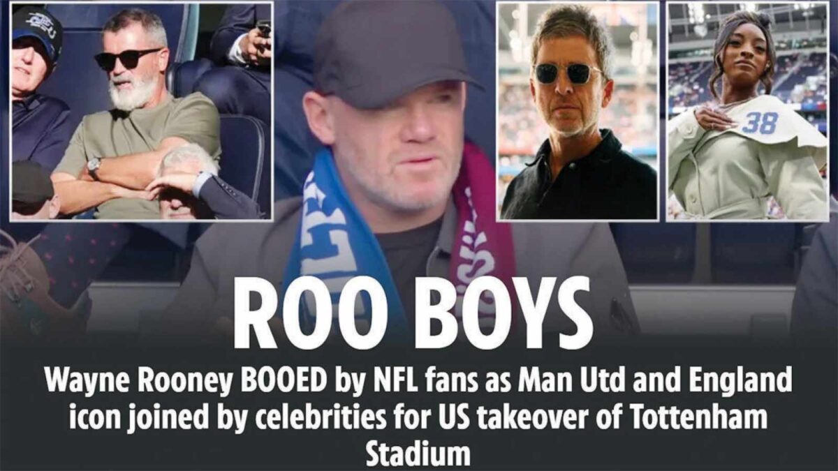 WAYNE ROONEY was loudly booed by NFL fans in London as he appeared on the big screen.