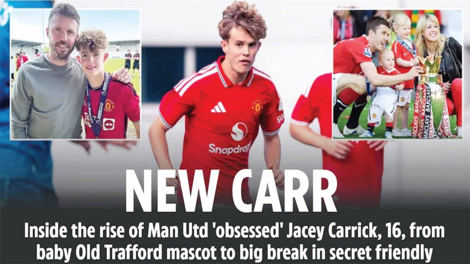 MICHAEL CARRICK’S son made his debut appearance for the Manchester United first team on Friday.
