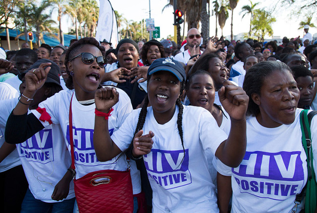 Aids conference participants march on Durban streets. — (Rogan Ward)