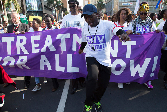 Aids conference participants march on Durban streets. — (Rogan Ward)