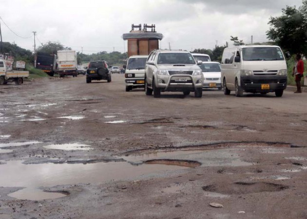 Potholes along Willowvale Road in Harare