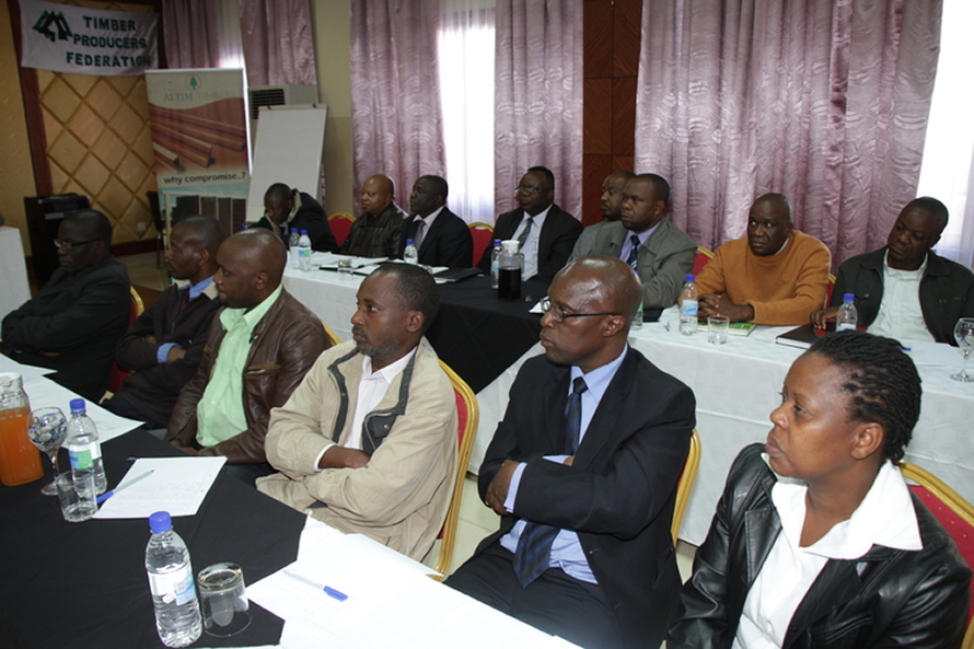 Timber Producers Federation members listening to an address by Minister Kasukuwere (not in the picture) this week