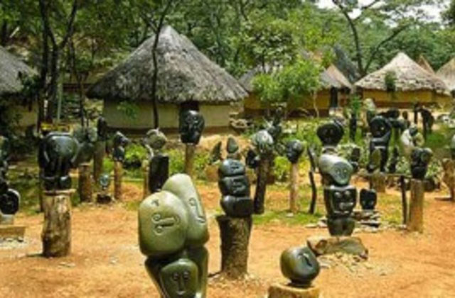 ABOVE AND RIGHT: Some of the sculptors on display at Tengenenge Art Village
