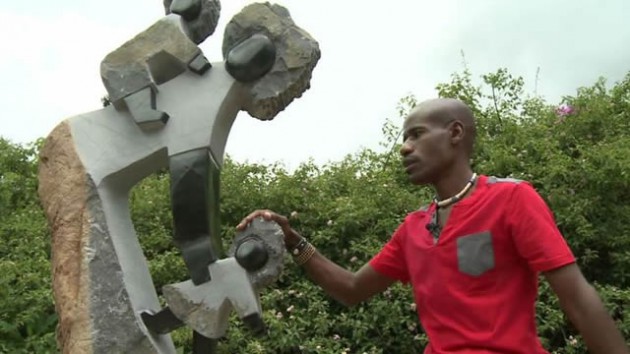 Dominic Benhura with one of his pieces
