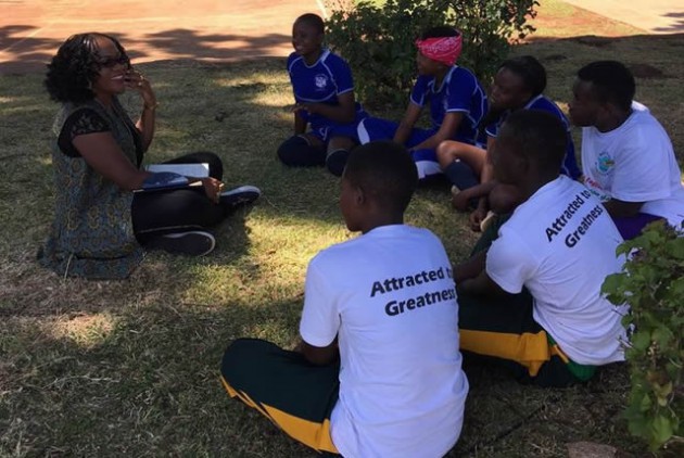 “Positive Talk” show host Tariro Makanga during one of the sessions with students