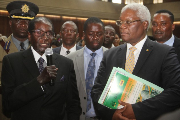 President Mugabe addresses the 105th Ordinary Session of the zanu-pf Central Committee in Harare yesterday