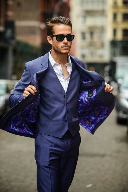 A model wearing a Ted Baker suit which is also to be showcased today at the fashion show