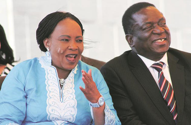 Vice President Emmerson Mnangagwa and wife Auxillia follow proceedings at the event