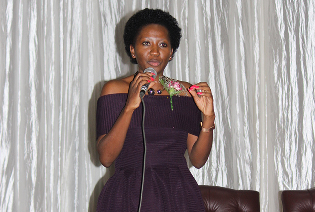 Twapewa Kadhikwa gives her speech at the one-day NamZim Newspapers Empowering and Mentoring Women in Leadership Conference at the Rainbow Towers in Harare last week
