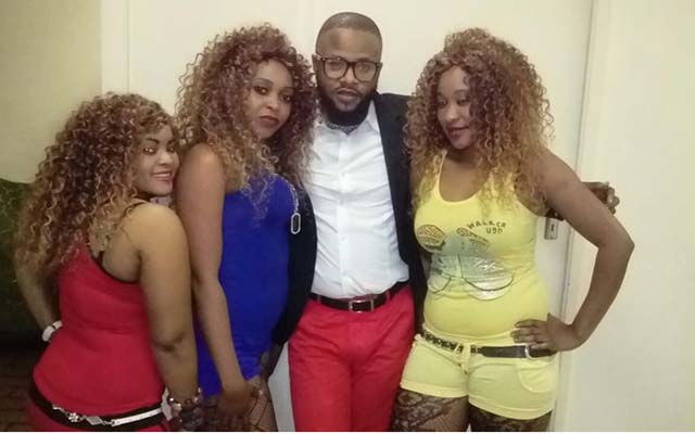 Pitshou Lumiere (centre) with some members of Diamond Musica