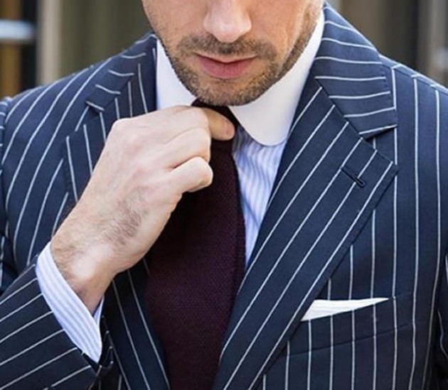Pin-stripped suit and maxi skirt