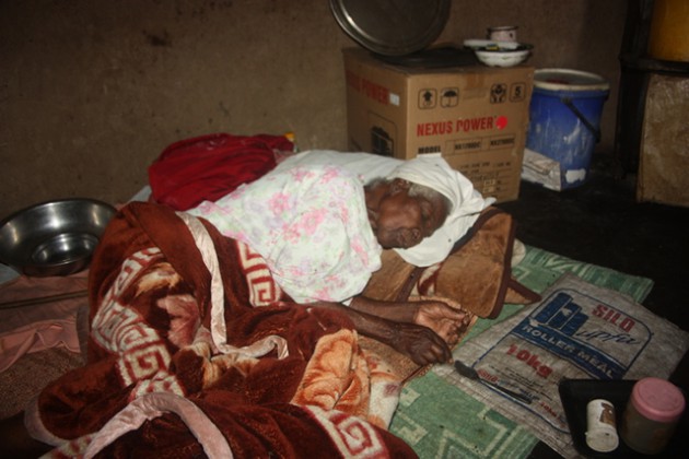 Gogo Chikowore sleeping in her house