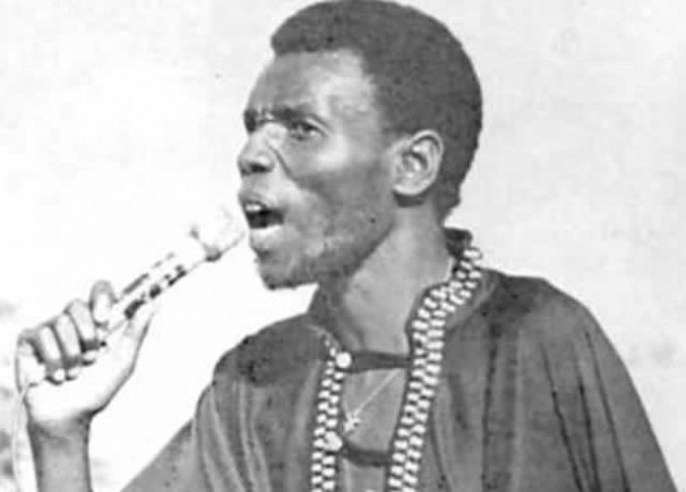 Oliver Mtukudzi on stage in the 1970s