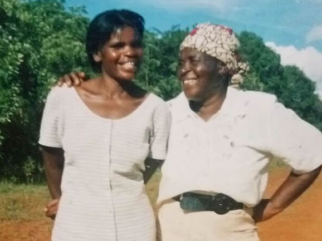 Cde Charity Mutsumbeyi (right) with friend Cde Lizzie Jumburu Chari after the war