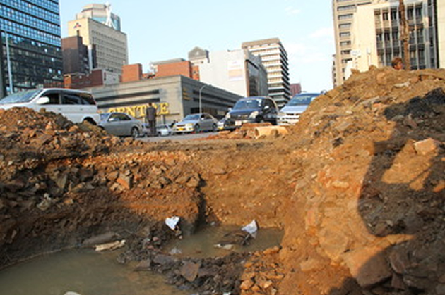 Harare City Council has taken over a month to cover this pit in the middle of Julius Nyerere Way, endangering both motorists and pedestrians