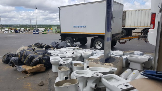 Part of the hardware items which were intercepted in First Class Bus by Zimra on Friday.-(Picture by Thupeyo Muleya)