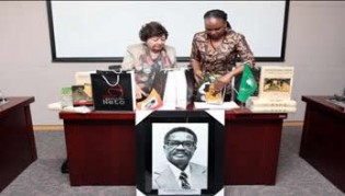 The former First Lady of Angola, Maria Da Silva with the Acting Chief of Staff of the African Union Commission, Dr. Hesphina Rukatoh.