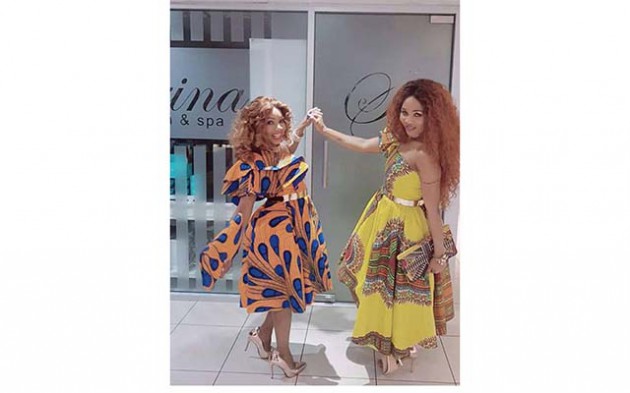 Leah (left) with model Princess Trish Gaudion